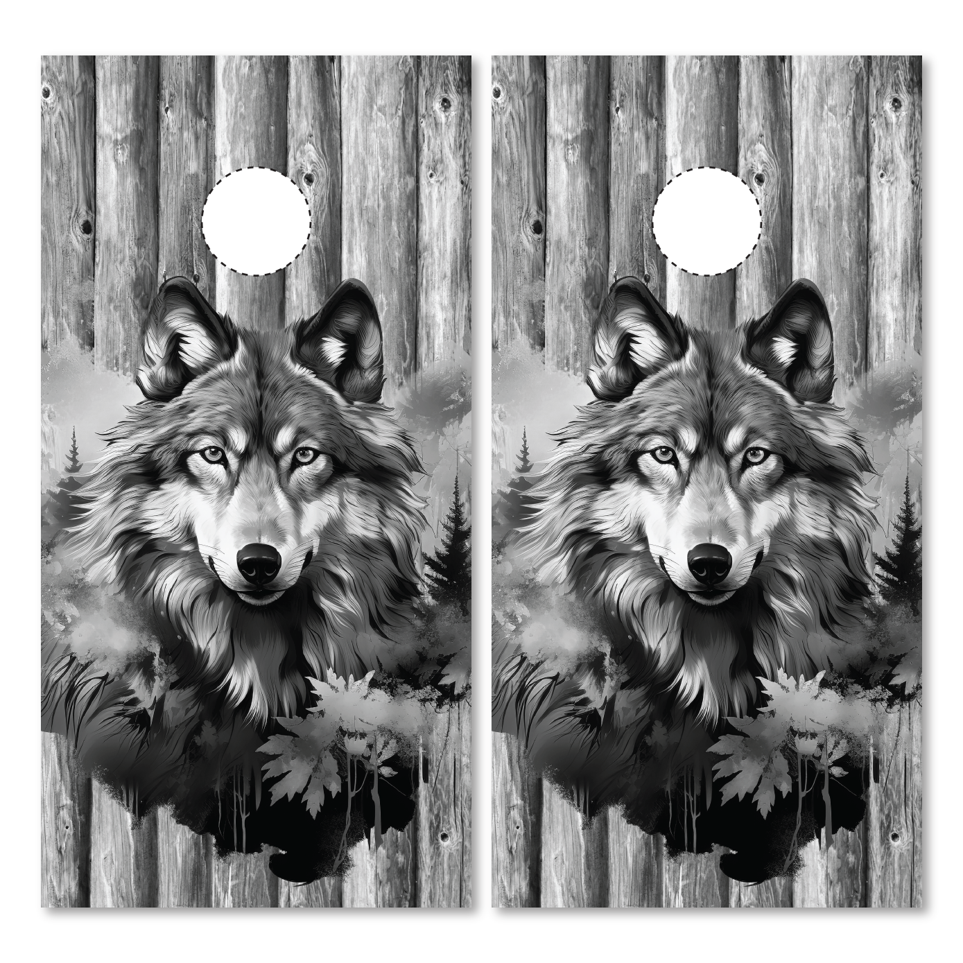 Gray Wolf Cornhole Wraps