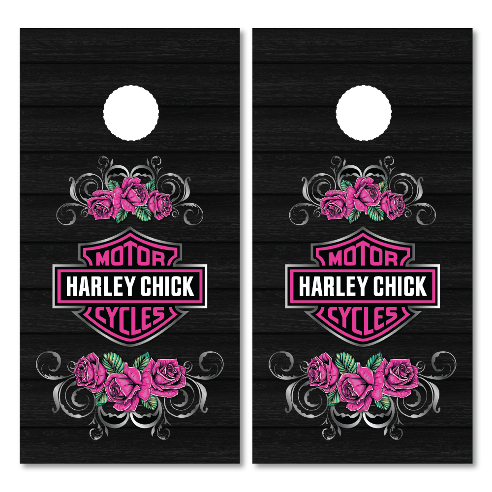 Harley Chick Cornhole Wraps