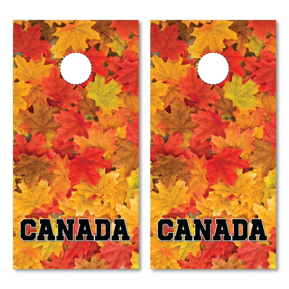 Canada Cornhole Wrap with Maple Leafs