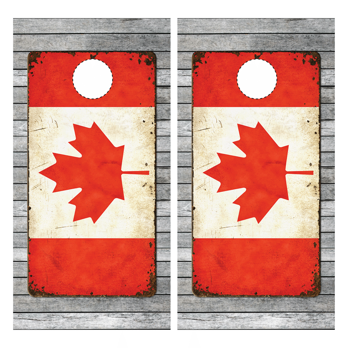 Rustic Canadian Flag Cornhole