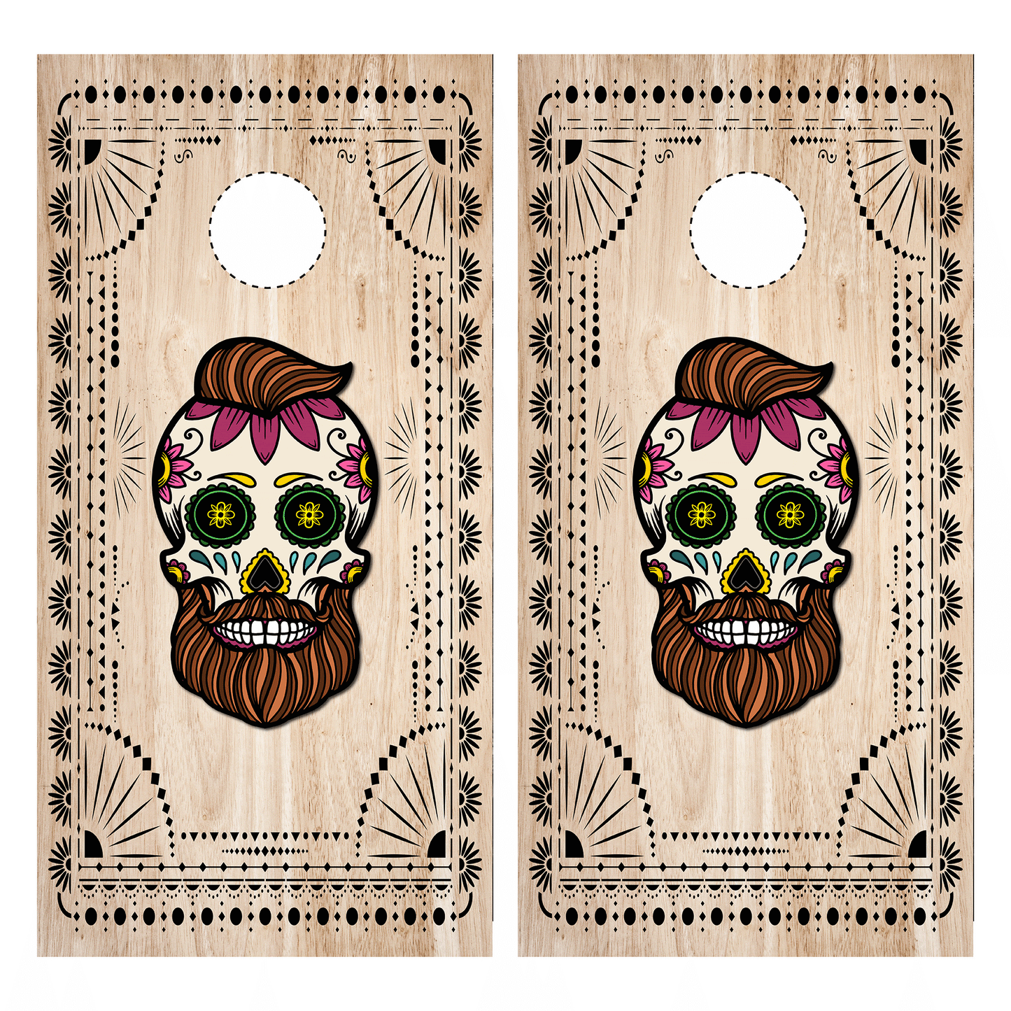 Bearded Sugar Skull Cornhole