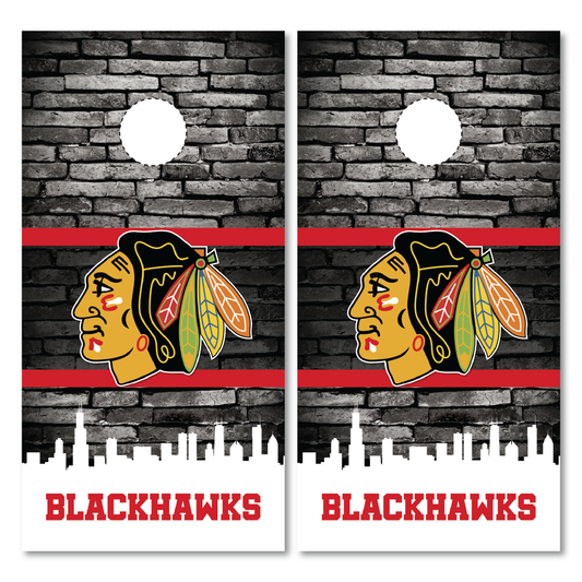 Chicago Blackhawks Skyline Cornhole Wrap