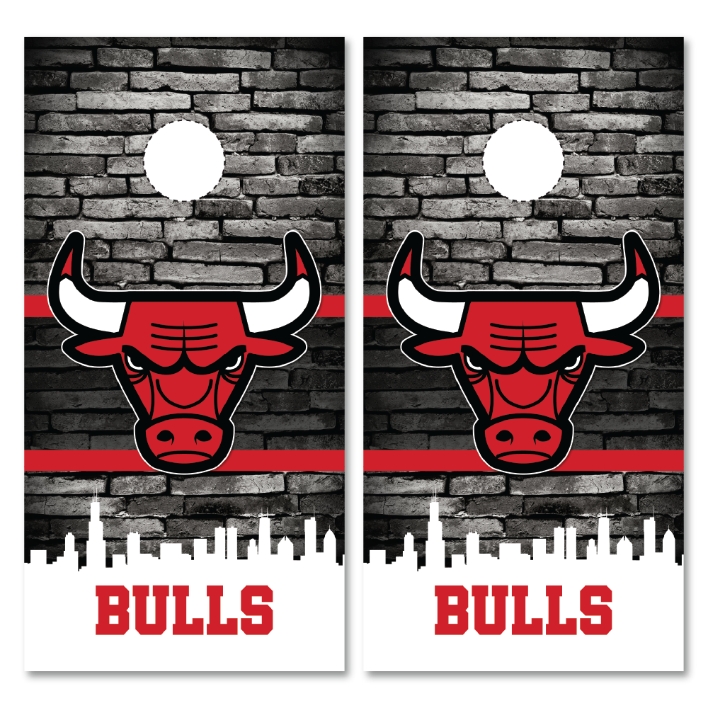 Chicago Bulls Skyline Cornhole Wraps
