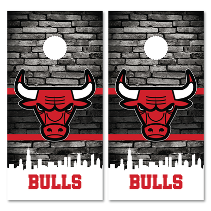 Chicago Bulls Skyline Cornhole Wraps