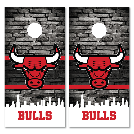 Chicago Bulls Skyline Cornhole Wraps