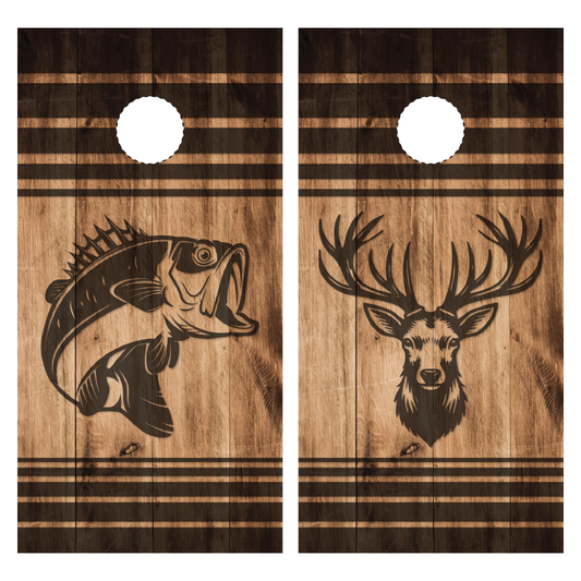 Deer Hunting Bass Fishing Cornhole Wraps