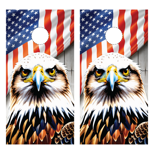 American Flag Eagle Cornhole Wraps