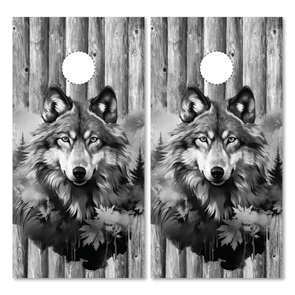 Gray Wolf Cornhole Wraps