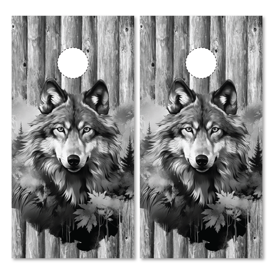Gray Wolf Cornhole Wraps