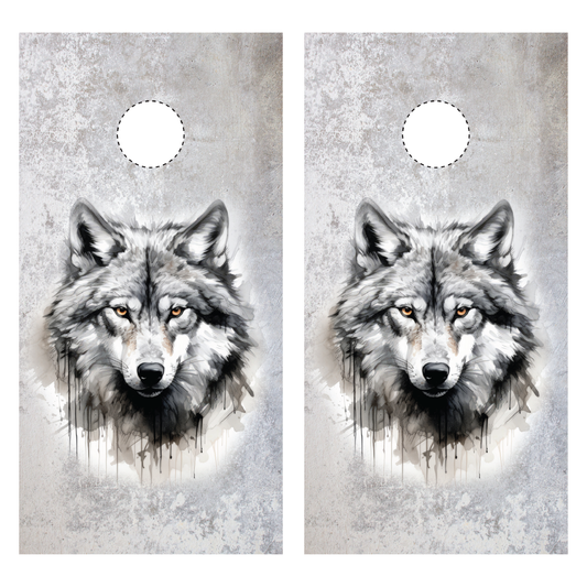 Gray Wolf Cornhole Wraps