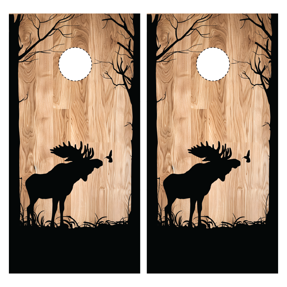 Moose Silhouette Cornhole Wraps