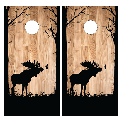 Moose Silhouette Cornhole Wraps
