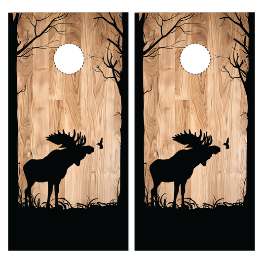 Moose Silhouette Cornhole Wraps