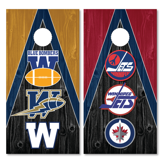 Winnipeg Blue Bombers vs Winnipeg Jets Cornhole Wraps