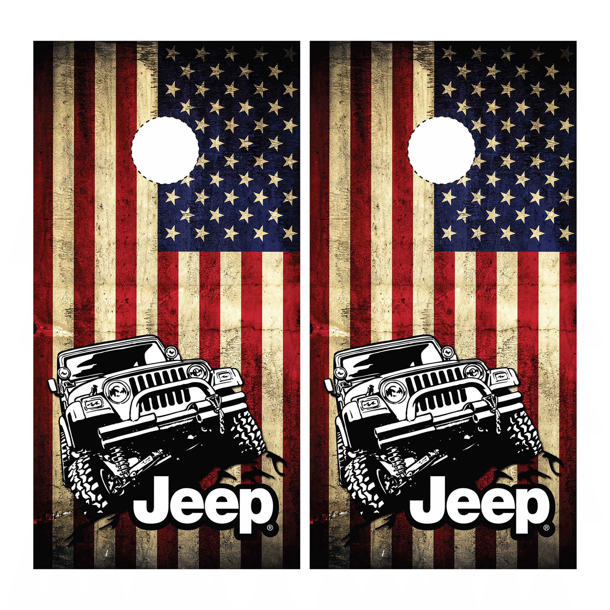 Jeep American Flag Cornhole