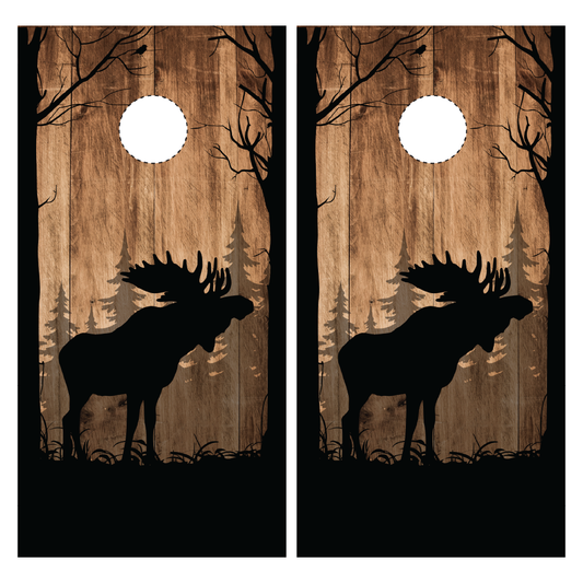 Moose Hunting Cornhole Wraps