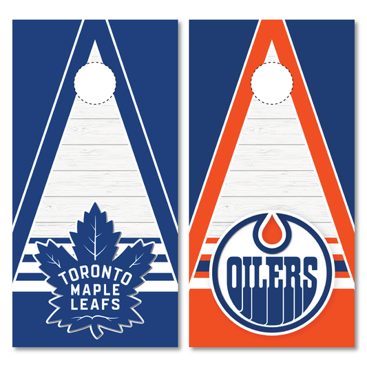 Maple Leafs vs Oilers Cornhole Wraps