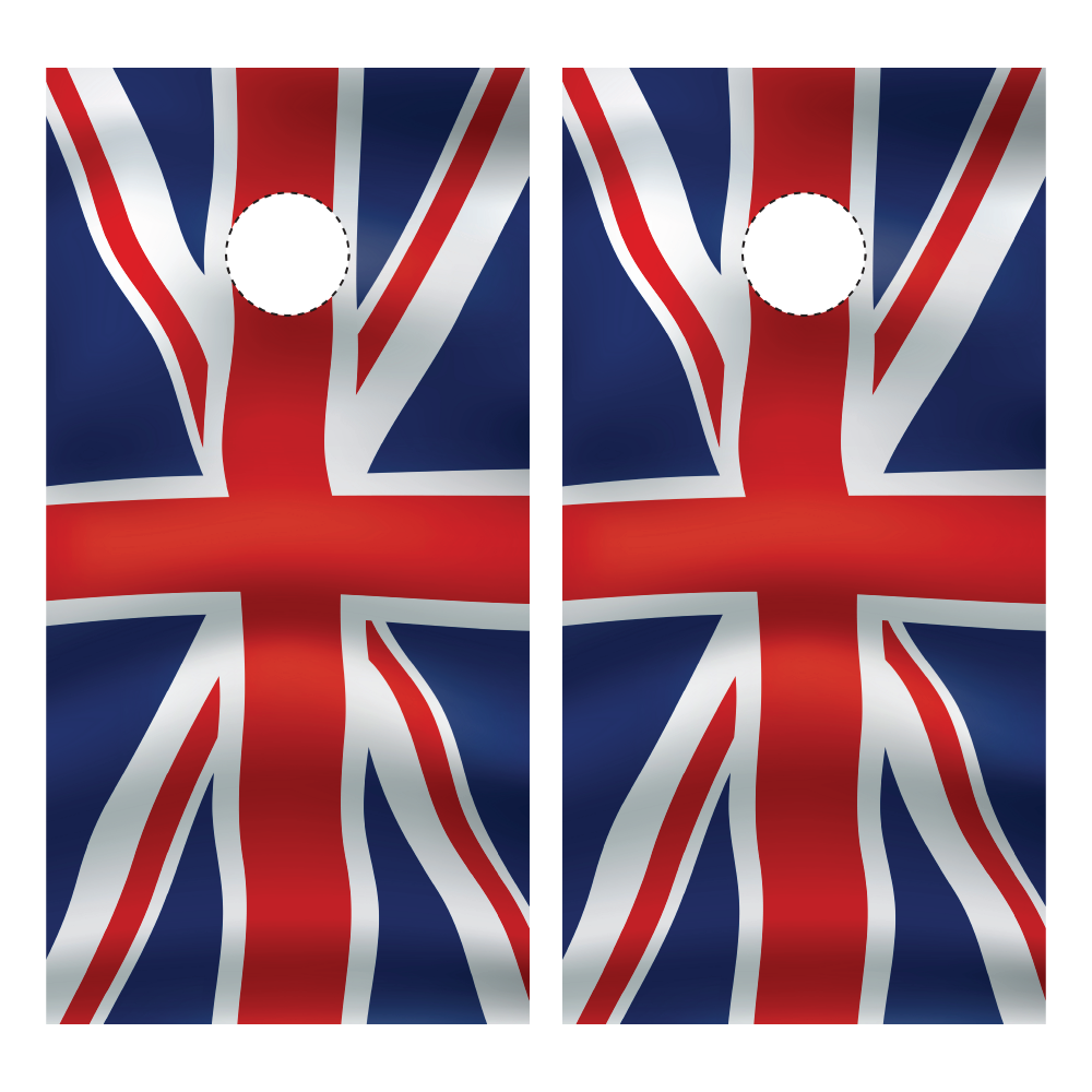 Union Jack Flag Cornhole Wraps