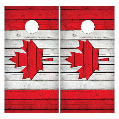 Wood Canadian Flag Cornhole